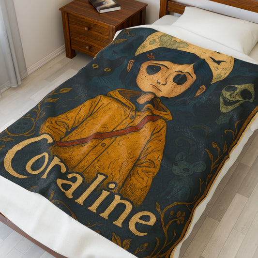 Coraline Plush Blanket Halloween